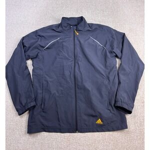 Adidas Womens XL Windbreaker Jacket Gray Orange 3 Stripe Zip Ventilated Back